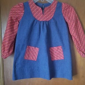 Vintage Handmade denim colored Girls dress, 4t